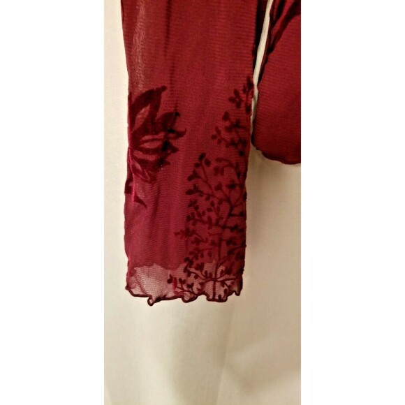 Lord & Taylor Women's Tunic Size Large Wine Coloration Velour Floral Design - Picture 4 of 6